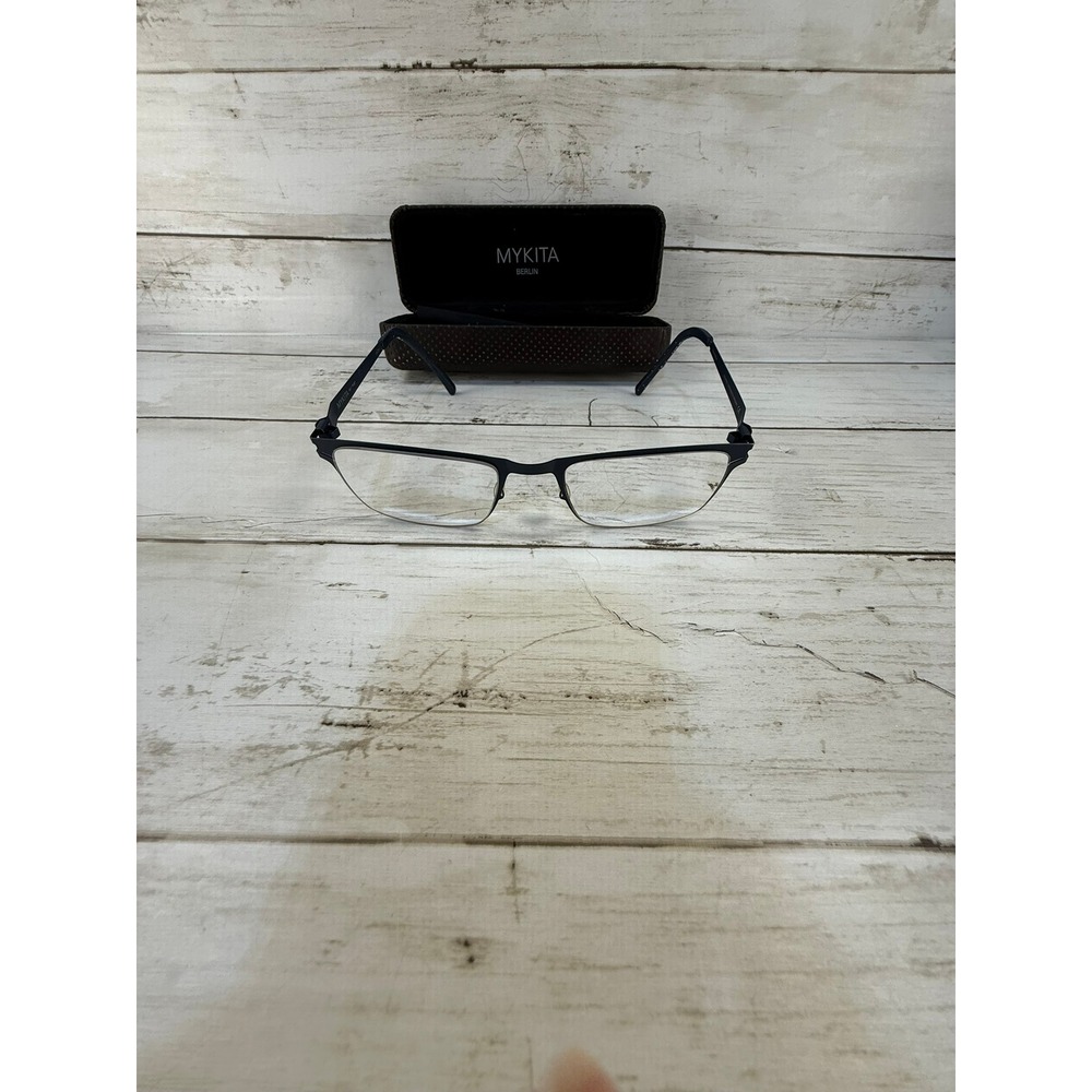 Mykita No.1 Rob Eyeglasses Navy Blue Stainless Steel Rectangular Frames Germany